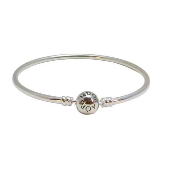 Pandora Bangle Charm Bracelet Ball Clasp Sterling Silver 6.7"  590713 - Picture 5 of 8